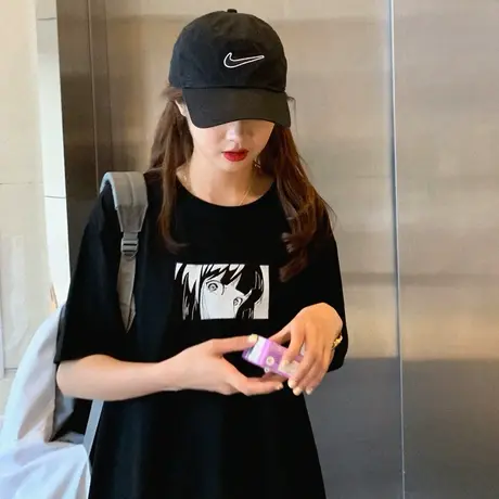 短袖t恤女2024夏装新款韩版ins潮卡通减龄洋气宽松百搭半袖上衣服图片