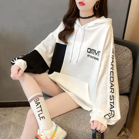 早秋装连帽卫衣女春秋季韩版宽松bf慵懒风ins薄款waitmore外套潮图片