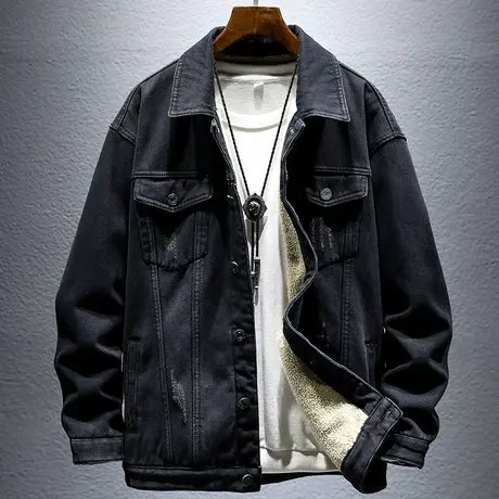 外套男2022冬季加绒加厚工装牛仔夹克男士ins潮牌痞帅百搭上衣男图片