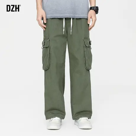 男士绿色工装裤男直筒美式宽松阔腿休闲裤百搭裤子2023年新款秋季商品大图