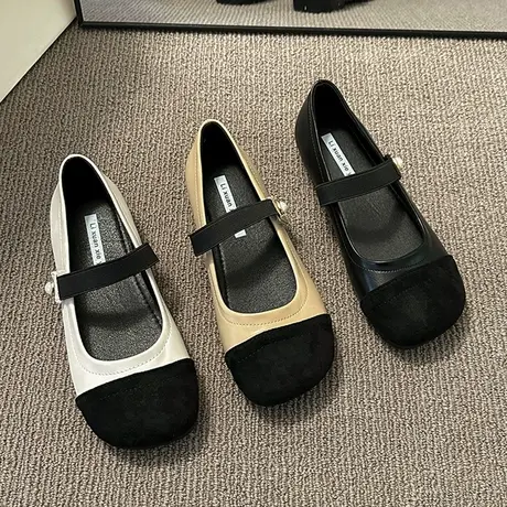 单鞋女小香风平底鞋2023新款春秋玛丽珍女鞋方头瓢鞋晚晚风温柔鞋商品大图
