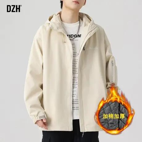 男士户外冲锋衣男款夹棉外套男高级感痞帅秋冬防风衣棉服美式棉衣图片