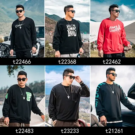 GxxH特价清仓卫衣 潮牌大码男装加肥加大号长袖潮流圆领卫衣毛衣商品大图