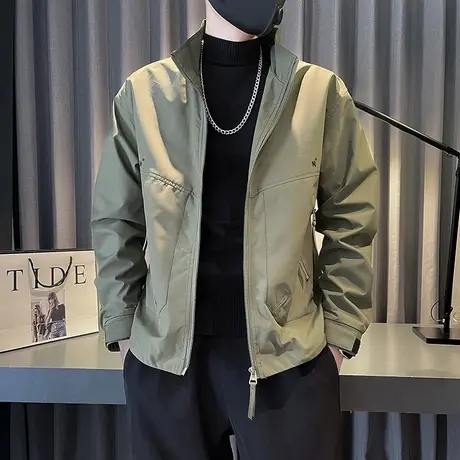 立领外套男春秋季骑行服潮流百搭夹克高级感机车服男装冲锋衣上衣商品大图