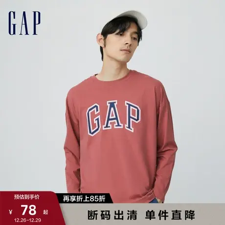 【断码优惠】Gap男女装秋季LOGO纯棉亲肤长袖T恤451047美式情侣装图片