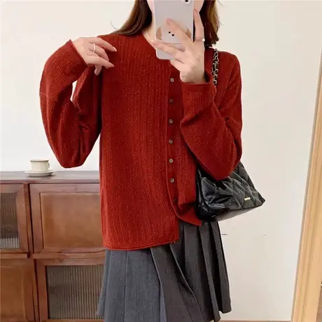 开衫毛衣女款2023新款秋冬内搭外穿美拉德穿搭上衣圆领针织打底衫图片