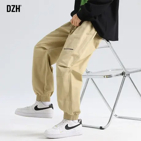 男生卡其色纯棉休闲裤男春秋款束脚宽松裤子男款美式高街2024新款商品大图