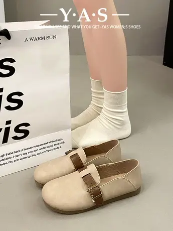 勃肯鞋女平底单鞋2024新款春秋季豆豆鞋软底懒人一脚蹬女鞋博肯鞋商品大图