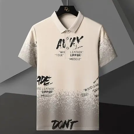 纯棉短袖t恤男士夏季休闲潮流半袖Polo衫夏装翻领印花个性上衣服T商品大图