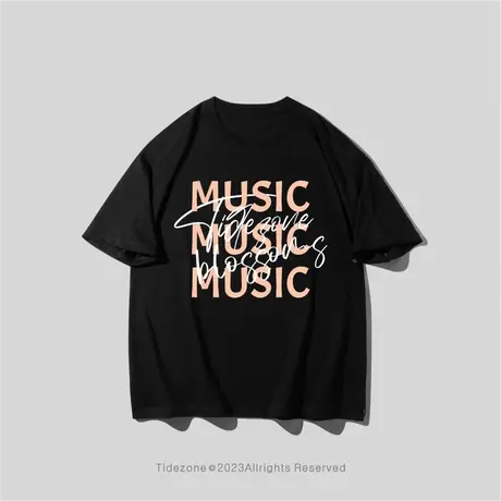 Ohlyahmusic字母音乐t恤2023夏季ins潮牌宽松情侣涂鸦印花短袖男图片