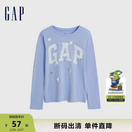 【断码优惠】Gap女童春秋纯棉舒适长袖T恤儿童装吸汗上衣788250商品大图