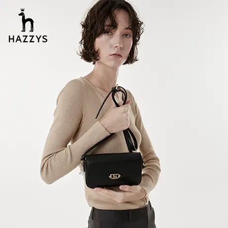 Hazzys哈吉斯秋季新款黑色休闲包包女士潮流斜挎包小容量女包商品大图