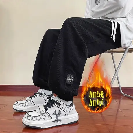 灯芯绒裤子男秋冬加绒加厚宽松休闲长裤大码美式运动束脚重磅卫裤商品大图