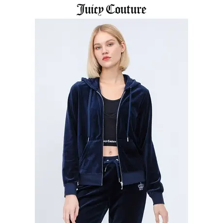 Juicy Couture橘滋美式春季新款天鹅绒拉链外套休闲运动上衣卫衣商品大图