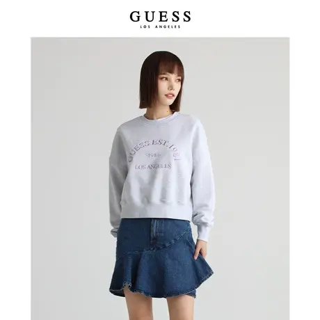 【秀智明星同款】GUESS秋季女士休闲字母刺绣圆领卫衣-YM3K5420图片