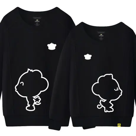 Ohlyah品牌宽松套头卫衣情侣装春秋韩版纯棉圆领学生长袖结婚拍照商品大图