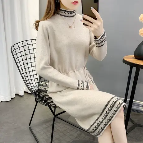 长款毛衣女秋冬外穿女装2023年新款冬装爆款中长款毛衣裙过膝加厚图片