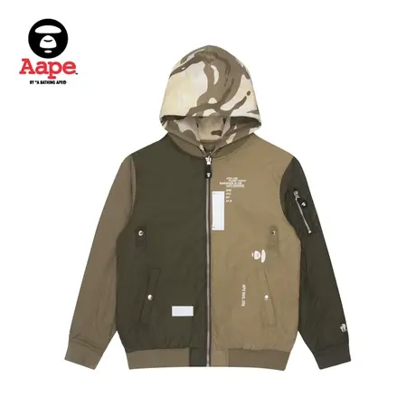 Aape男装秋冬猿颜徽章字母印花撞色拼接双面穿夹克7430XAG商品大图
