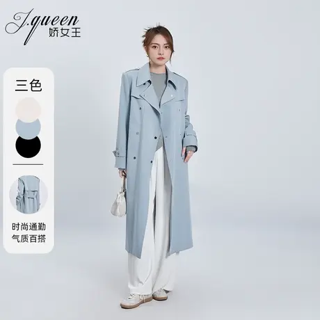 风衣外套女2023秋季新款气质时尚通勤英伦风高级感双排扣长款大衣图片