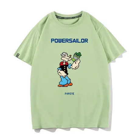 秀洛大力水手周边衣服像素风夏季短袖t恤男宽松半袖纯棉圆领体恤商品大图