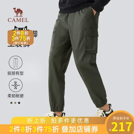 骆驼男装工装裤子男夏季2023新款薄款透气运动束脚直筒休闲长裤商品大图