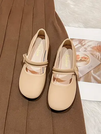 软底圆头平底玛丽珍鞋女夏2023年春季新款百搭奶奶鞋豆豆鞋单鞋女商品大图