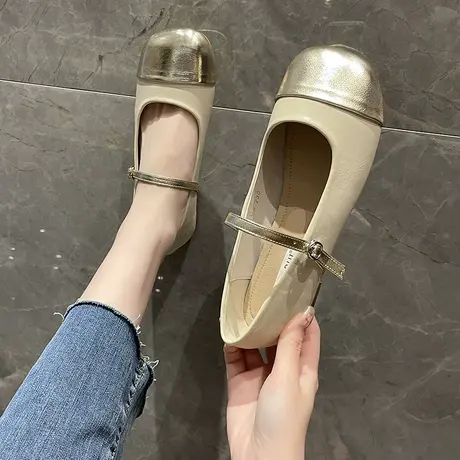 复古风玛丽珍单鞋女2023年春季新款平底浅口豆豆鞋晚晚风软底女鞋商品大图
