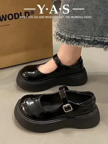 大头松糕厚底玛丽珍单鞋女2024春秋季新款日系jk复古增高小皮鞋子商品大图