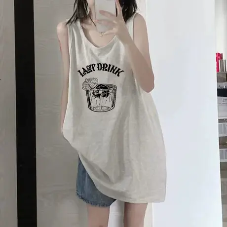 纯棉吊带运动坎肩背心无袖t恤女2023新款夏季外穿宽松篮球服上衣图片