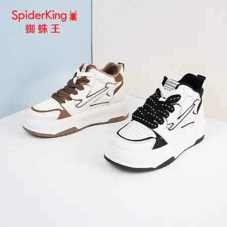 SPIDER KING/蜘蛛王女板鞋2023冬商场新款高帮鞋加绒条纹百搭保暖图片