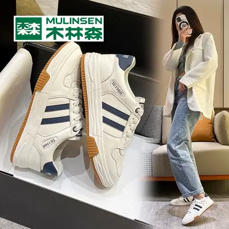 木林森秋季女鞋2023新款轻便软底小白鞋女百搭潮流板鞋运动休闲鞋图片