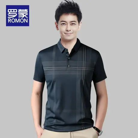 罗蒙2023夏季新款翻领短袖T恤男士冰丝半袖上衣服薄款polo衫男款图片