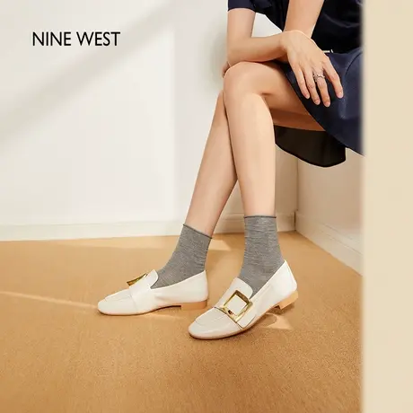 Nine West/玖熙通勤乐福鞋女2025夏季新款平底真皮单鞋一脚蹬软底图片