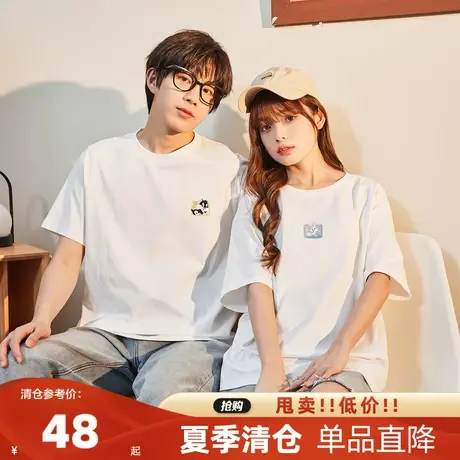 唐狮夏新款亲子装圆领前胸乐一通印花短袖T恤一家人出游休闲短袖y商品大图