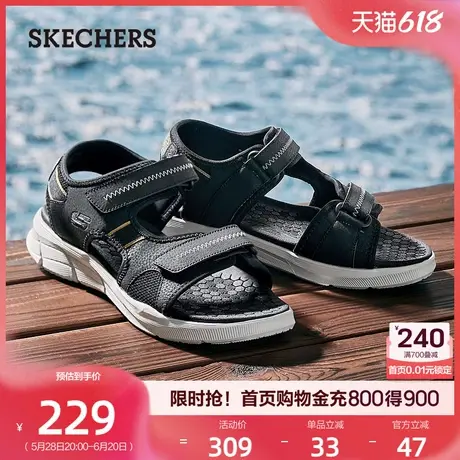 斯凯奇男鞋夏季休闲凉鞋轻便舒适魔术贴沙滩鞋时尚潮流外穿拖鞋商品大图