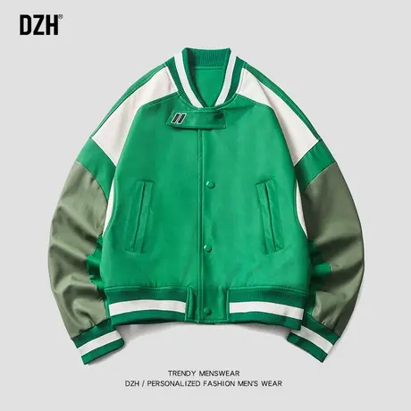 男士美式pu皮机车夹克外套男高级感炸街春秋款短款棒球服2023新款图片