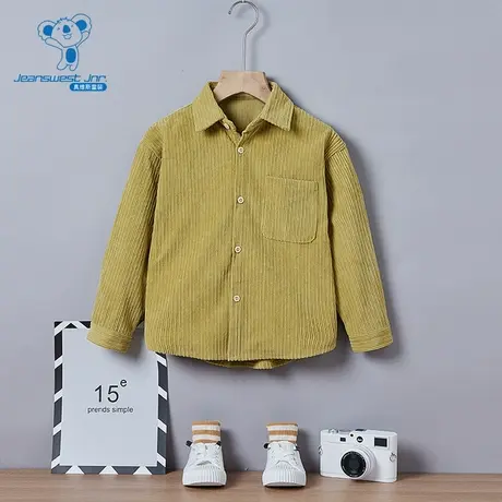 GD真维斯男童净色长袖上衣春季新款儿童衬衫童装时尚简约衣服商品大图