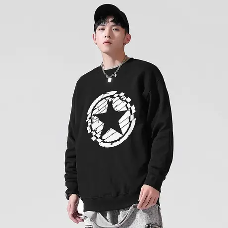 2023春秋新款圆领卫衣男潮牌ins百搭简约青少年长袖内搭加绒上衣商品大图