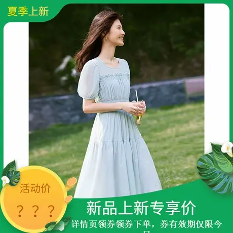【花房少女】时尚短袖连衣裙女士2025年夏季新品简约百搭显瘦长裙商品大图