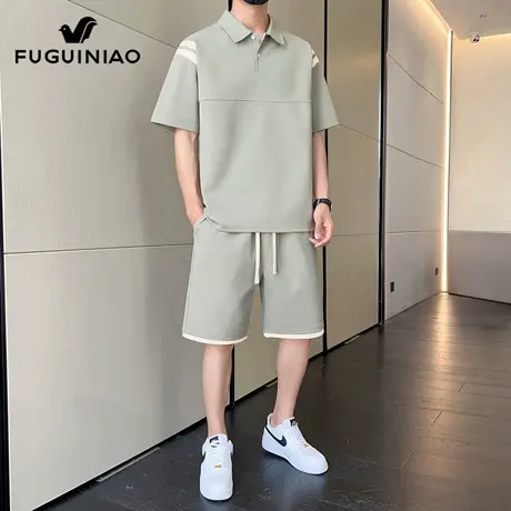 富贵鸟运动套装男士夏季短袖Polo衫新款潮流搭配短裤休闲一套男装图片