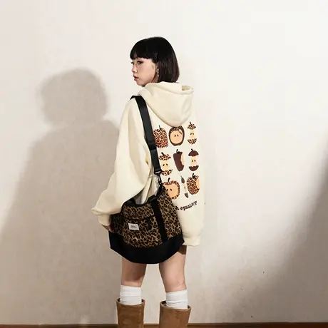 YEP印花连帽卫衣女春秋2025年新款加厚美式复古帽衫宽松外套加绒商品大图