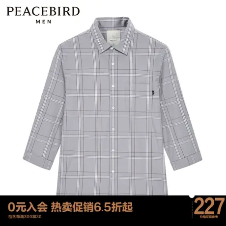 太平鸟男装 2023夏季新款格子衬衫男潮流休闲短袖衬衣时尚上衣图片