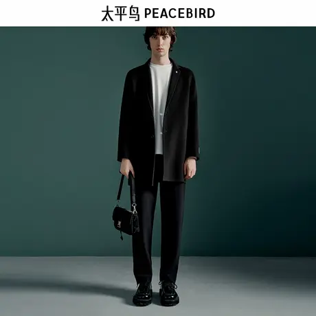 【商场同款】太平鸟男装休闲裤四面弹黑色西装裤 B1GBE4257商品大图