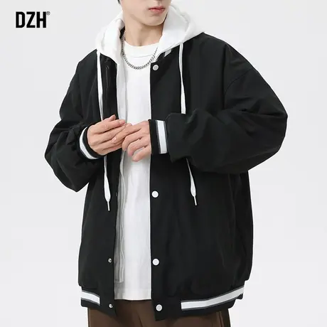 男士假两件外套男秋季潮高级感连帽飞行员夹克男装2023新款棒球服商品大图