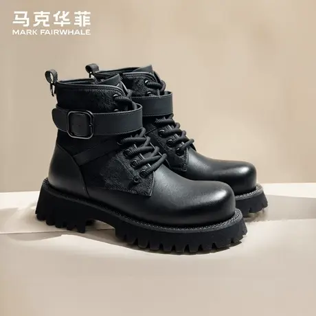 马克华菲马丁靴男2025新款秋季黑色皮靴户外高帮男士机车靴工装靴商品大图