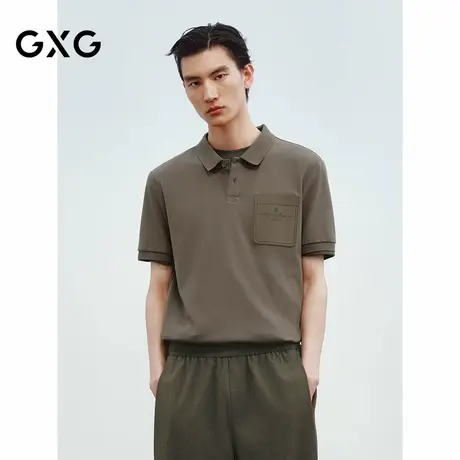 [商场同款]GXG男装 美拉德棕色PU口袋polo衫 25夏新品G25X242039图片