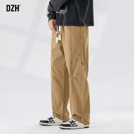 男士棕色纯棉工装裤男直筒宽松休闲裤子男款美式高街2023新款秋季图片