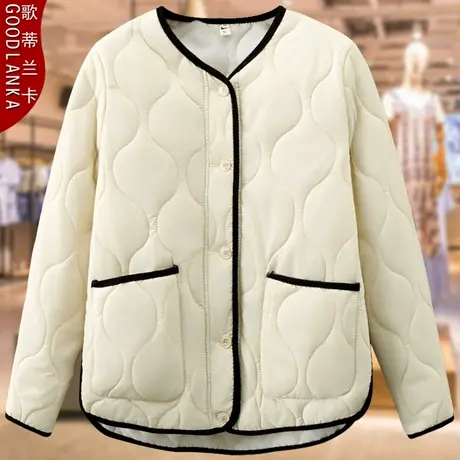 加肥加大码妈妈冬季轻薄款小棉衣女宽松时尚百搭夹棉短款棉服外套商品大图