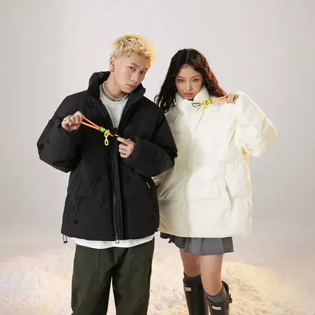 复古纯色立领棉服女加厚冬天外套2023新款潮牌情侣装宽松小众棉衣图片