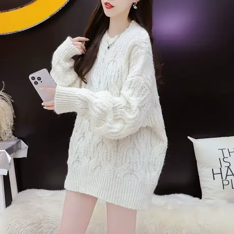 宽松慵懒风毛衣女2023新款秋冬爆款时尚洋气减龄网红复古港味上衣图片